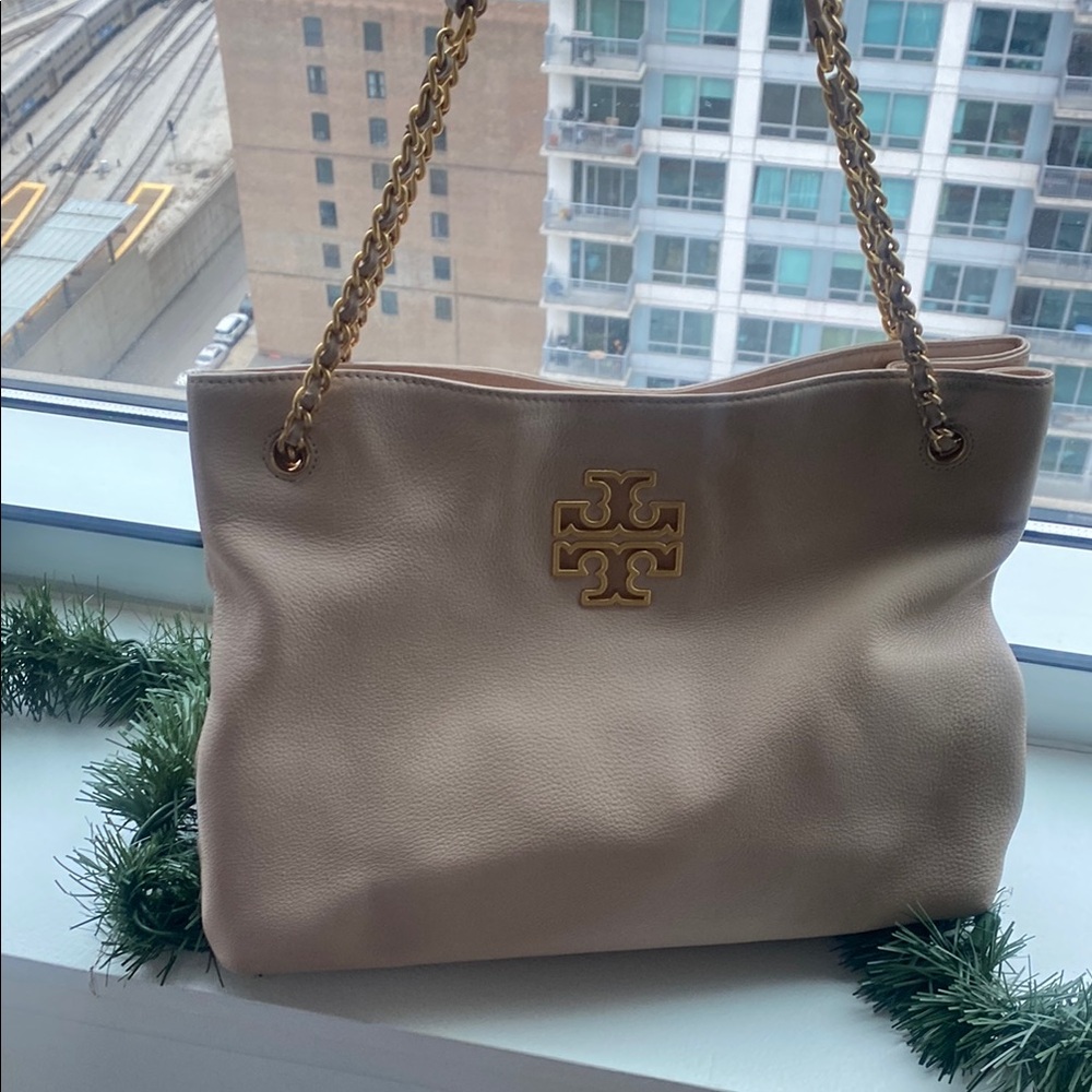 Tory Burch Beige Leather Tote Bag